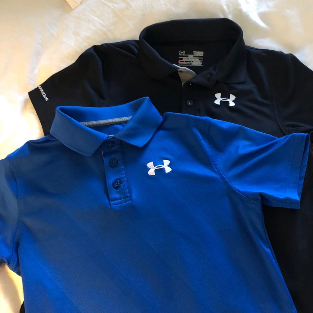 2 youth Under Armour short sleeved collared shirts